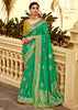 Bright Green Woven Banarasi Designer Silk Saree With Embroidered Blouse