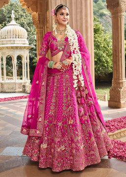 Vibrant Pink Heavy Embroidered Designer Lehenga