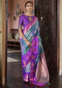 Gorgeous Teal Green Dual Tone Bronze Zari Woven Banarasi Silk Saree
