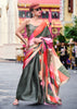 Multicolor Satin Crepe Printed Silk Saree