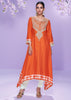 Alima Orange A-Line Embroidered Kurta