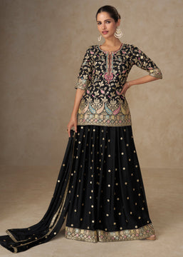Desire Black Embroidered Plazzo Set