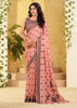 Peach Pink Woven Linen Silk Saree