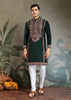 Hunter Green Embroidered Stitched Kurta Set