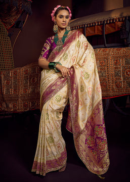 Off White Woven Banarasi Designer Silk Saree