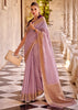 Lilac Purple Woven Banarasi Linen Silk Saree with Velvet Blouse