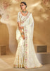 Pearl White Embroidered Georgette Silk Saree