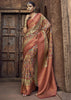Earth Red Floral Printed Soft Silk Saree