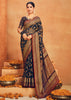 Midnight Blue Printed Georgette Silk Saree