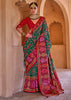 Hunter Green Printed Kashmiri Jamewar Saree