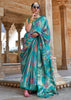 Teal Blue Printed Soft Silk Saree