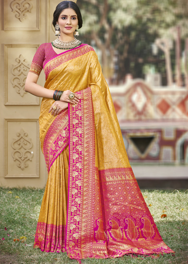 Rich Gold Yellow Woven Kanjivaram Silk Saree