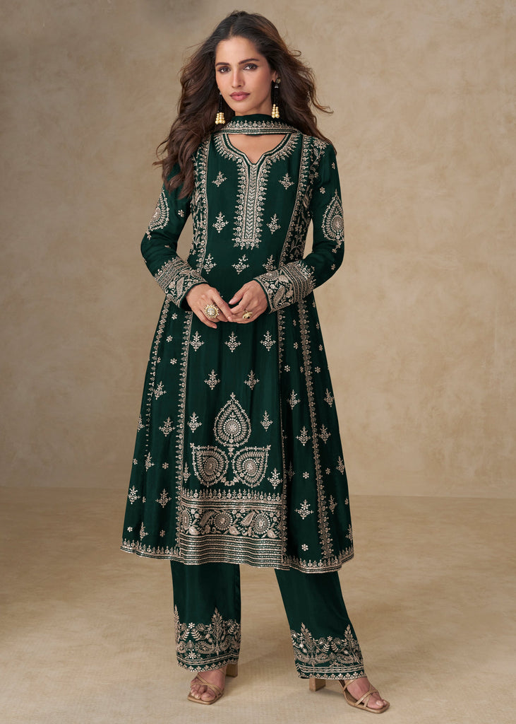 Jasper Green Embroidered Suit Set