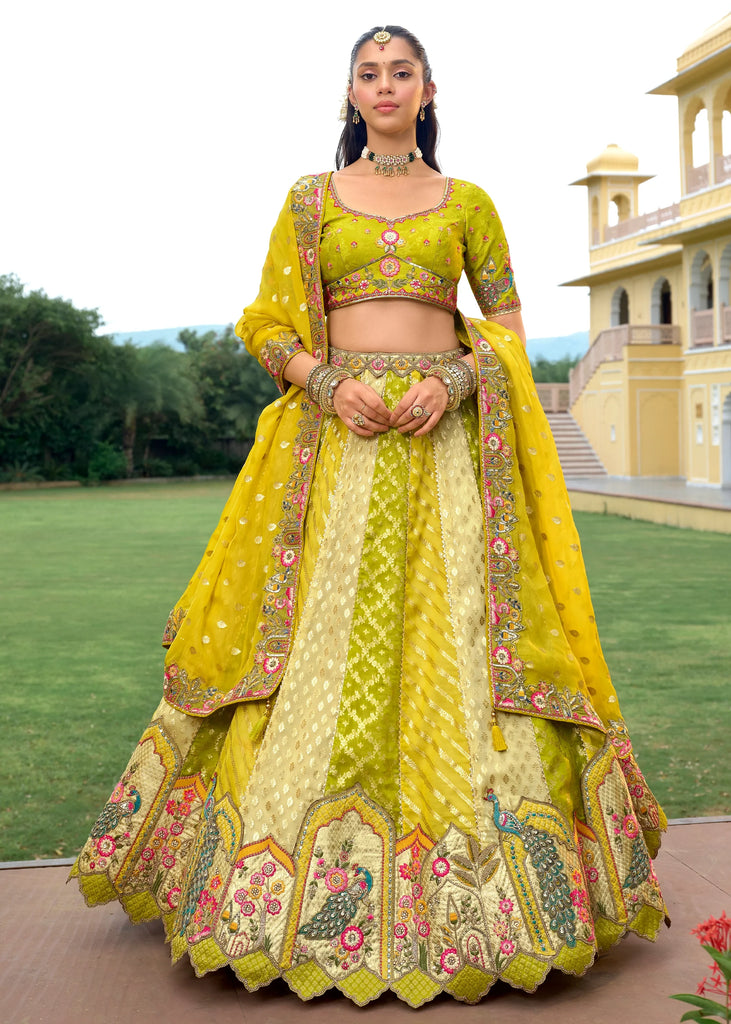 Lemon Green Embroidered Lehenga