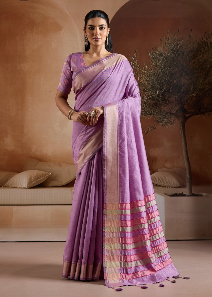 Tulip Purple Woven Banarasi Silk Saree