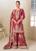 Cherry Red Designer Palazzo Set