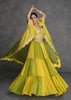 Yellow And Green Party Wear Lehenga With Jacket