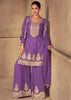 Dahila Purple Embroidered Sharara Set