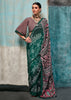 Hunter Green Satin Crepe Printed Silk Saree
