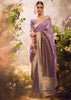 Lavender Purple Banarasi Designer Silk Saree With Embroidered Blouse