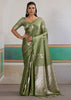Sage Green Woven Satin Silk Saree