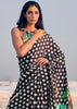 BLACK AND WHITE POLKA PRINT SAGA SAREE (6138408665281)