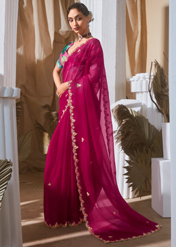 Pre Order: Beet Red Designer Silk Saree