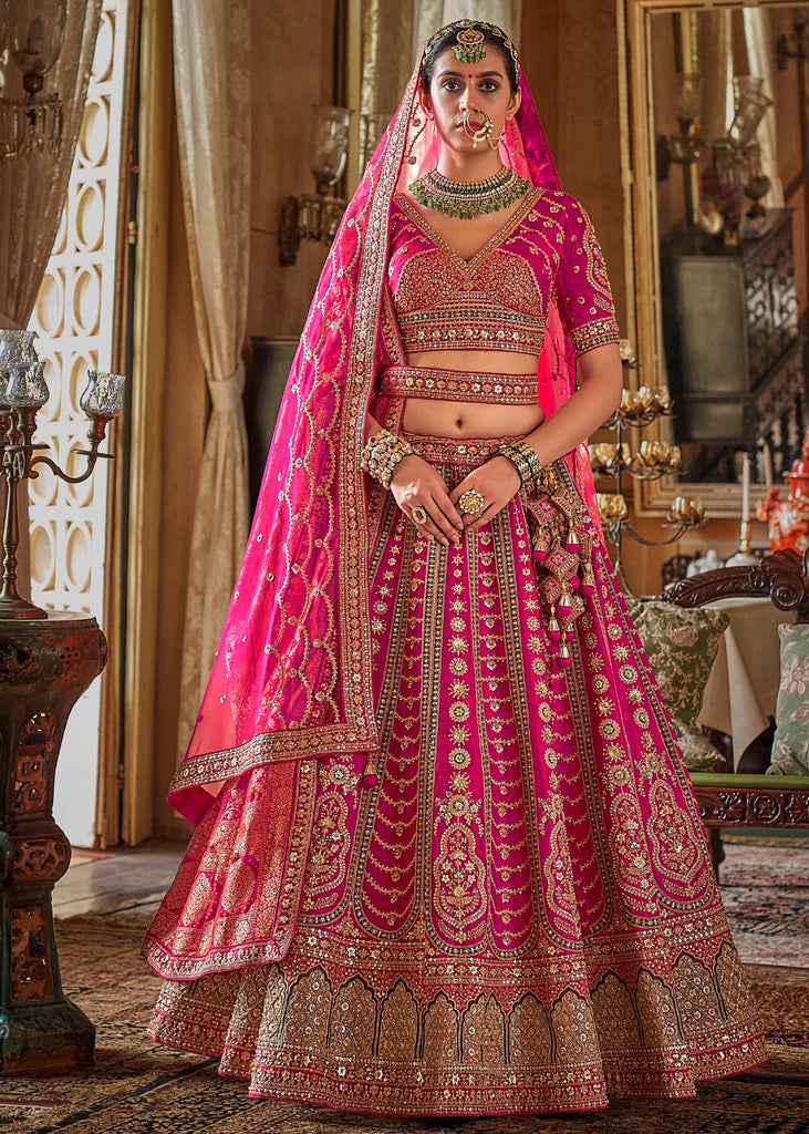 Fuchsia Pink Heavy Embroidered Designer Lehenga