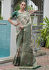 White & Green Woven Banarasi Patola Silk Saree