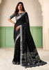 Classic Black Woven Linen Silk Saree