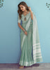Haze Blue Woven Linen Silk Saree