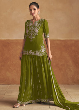 Mehendi Green Designer Lehenga Set