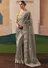 Taupe Grey Embroidered Designer Silk Saree