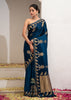 Sparrow's Song: Teal Blue Banarasi Satin Silk Saree