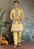 Sunlight Yellow Embroidered Stitched Kurta Set With Jacket