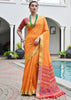 Orange Woven Silk Saree With Patola Pallu