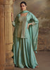 Aqua Blue Embroidered Plazzo Suit Set