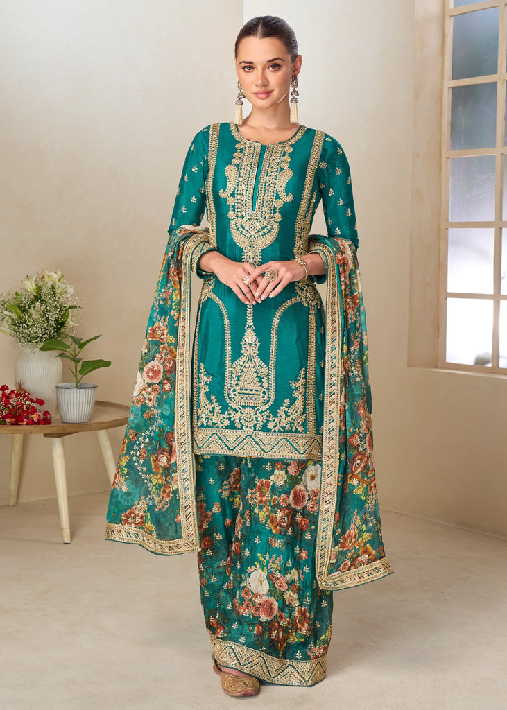 Viridian Green Designer Palazzo Set