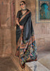 Beautiful Black Printed Silk Saree