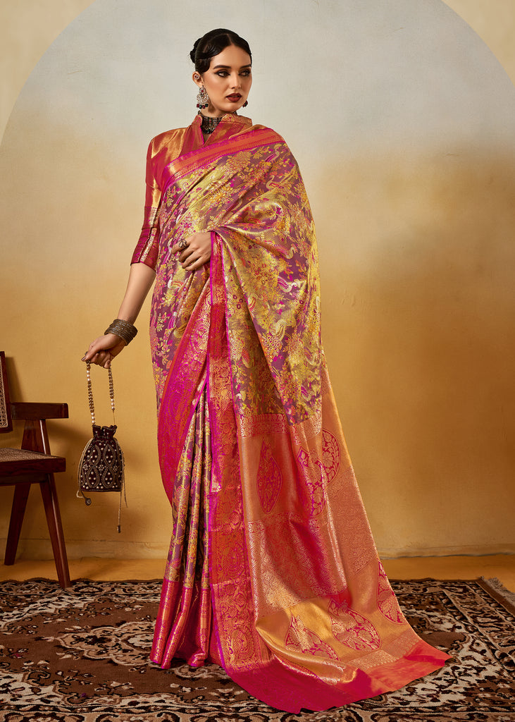 Mist Purple Dual Tone Woven Kanjivaram Silk Saree