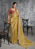 Mustard Yellow Embroidered Tissue Silk Saree