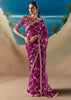 Magenta Pink Satin Organza Embroidered Saree