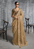 Almond Beige Embroidered Tissue Silk Saree