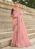 Rose Pink Woven Banarasi Designer Silk Saree With Embroidered Blouse