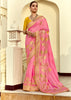 Bloom Pink Woven Banarasi Designer Silk Saree With Contrast Blouse