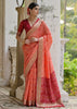 Orange Peach Woven Patola Silk Saree