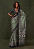 Medium Green Printed Satin Crepe Silk Saree