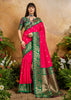 Raspberry Red Woven Soft Silk Saree
