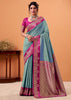 Horizon Blue Banarasi Satin Silk Saree