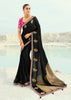 Black Woven Banarasi Embroidered Organza Satin Silk Saree